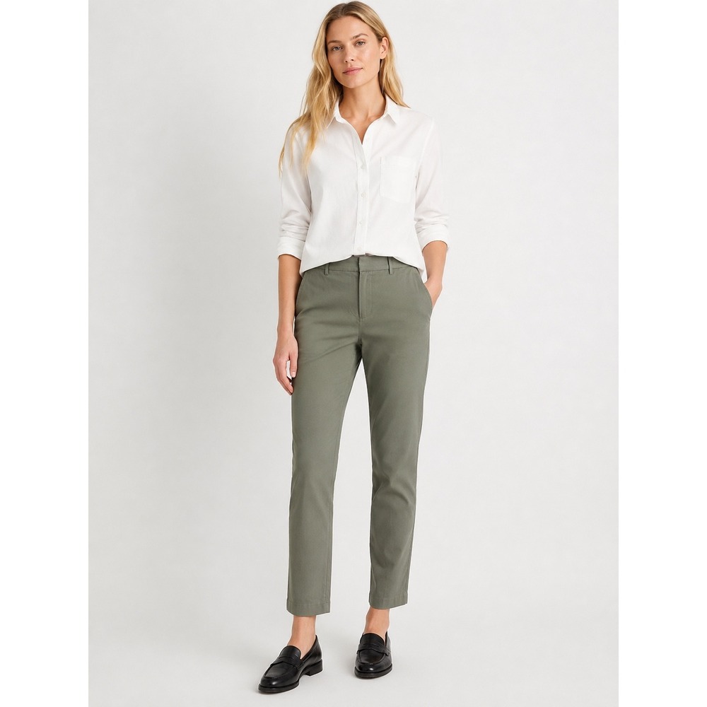 J. Jill Women Wearever Refined Woven Trousers 12 Petite Olive Green Workwear